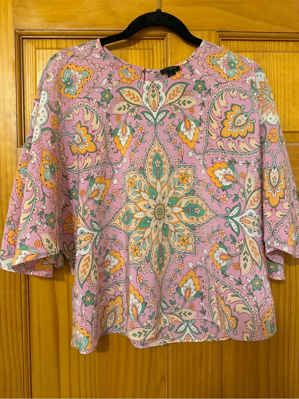 Ann Taylor Pink Paisley Floral Blouse